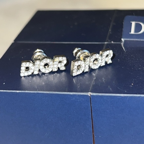 Dior Crystal Logo Stud Earrings - Picture 5 of 5